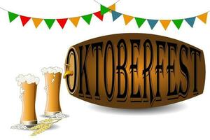 Oktoberfest Background. Oktoberfest beer festival celebration. Vector Illustration. Poster, Banner and Template. Oktoberfest Party, Event. Beer barrel