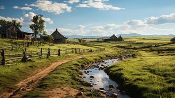 granja en sub urbano a tarde, ultra realista, suave Encendiendo hecho por ai generativo foto