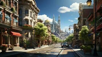 photo-realistic of 1920s city environment at afternoon AI generated photo