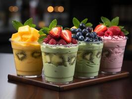 photography of bowl smoothies in cafe made with photo