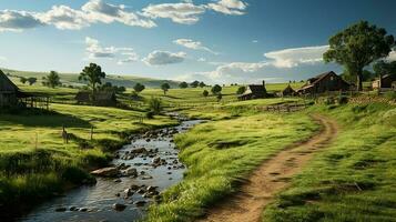 granja en sub urbano a tarde, ultra realista, suave Encendiendo hecho por ai generativo foto