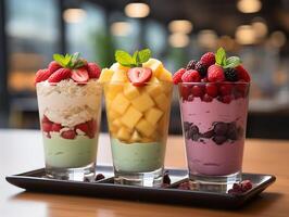 photography of bowl smoothies in cafe made with photo