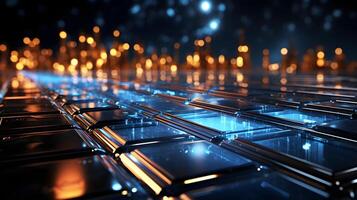 technology futuristic Network connection concept with connecting glowing dots and lines circuit background . photo