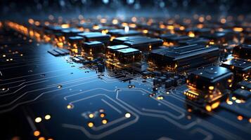 technology futuristic Network connection concept with connecting glowing dots and lines circuit background . photo