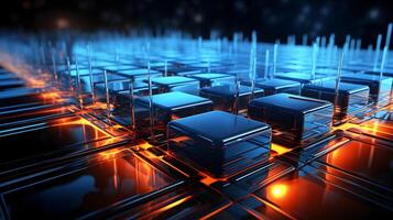 technology futuristic Network connection concept with connecting glowing dots and lines circuit background . photo