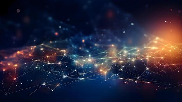 technology futuristic Network connection concept with connecting glowing dots and lines circuit background . photo
