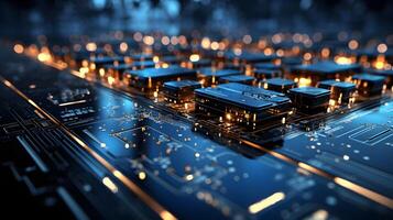 technology futuristic Network connection concept with connecting glowing dots and lines circuit background . photo