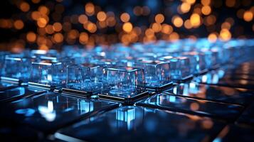 technology futuristic Network connection concept with connecting glowing dots and lines circuit background . photo