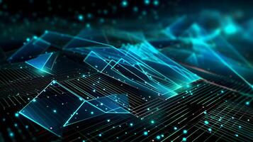 technology futuristic Network connection concept with connecting glowing dots and lines circuit background . photo