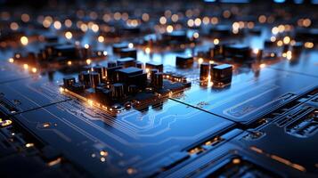 technology futuristic Network connection concept with connecting glowing dots and lines circuit background . photo