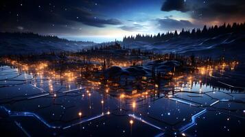 technology futuristic Network connection concept with connecting glowing dots and lines circuit background . photo
