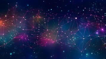 technology futuristic Network connection concept with connecting glowing dots and lines circuit background . photo