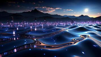 technology futuristic Network connection concept with connecting glowing dots and lines circuit background . photo
