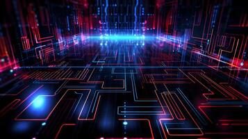 technology futuristic Network connection concept with connecting glowing dots and lines circuit background . photo