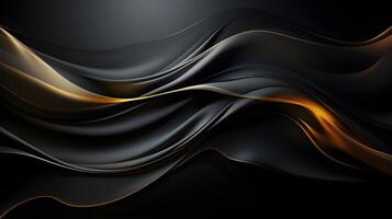 black luxury abstract background with lines and waves golden elegant texture backdrop . photo