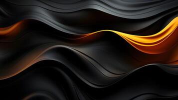 black luxury abstract background with lines and waves golden elegant texture backdrop generative Ai. photo