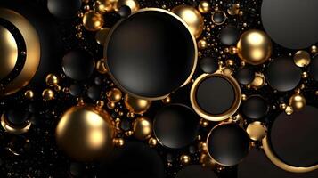 black luxury abstract background with lines and waves golden elegant texture backdrop generative Ai. photo