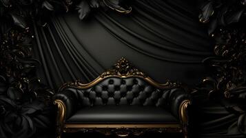 black luxury abstract background with lines and waves golden elegant texture backdrop . photo