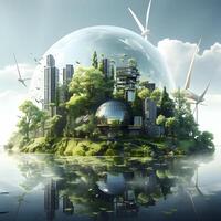 architecture eco sustainable environment concept building with ecology sustainability generative AI. photo