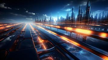 technology futuristic Network connection concept with connecting glowing dots and lines circuit background . photo