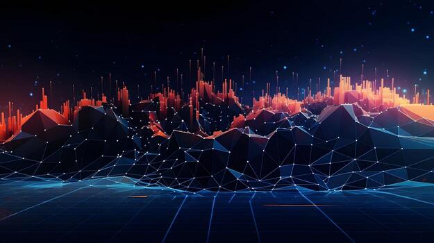 technology futuristic Network connection concept with connecting glowing dots and lines circuit background . photo