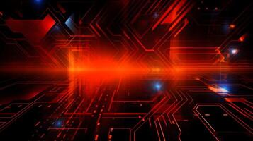 abstract technology background with circuit board and blue lights digital communication line concept graphic, hardware computer tech integrated energy design information internet . photo