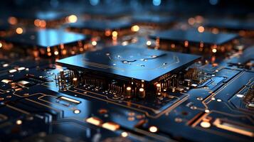 technology futuristic Network connection concept with connecting glowing dots and lines circuit background . photo