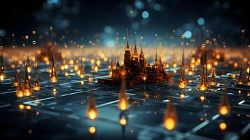technology futuristic Network connection concept with connecting glowing dots and lines circuit background . photo