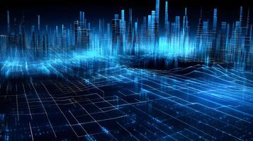 technology futuristic Network connection concept with connecting glowing dots and lines circuit background generative Ai. photo