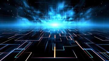 technology futuristic Network connection concept with connecting glowing dots and lines circuit background . photo
