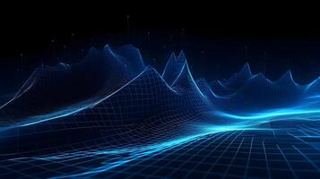 abstract technology background with circuit board and blue lights digital communication line concept graphic, hardware computer tech integrated energy design information internet . photo
