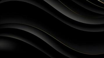 black luxury abstract background with lines and waves golden elegant texture backdrop generative Ai. photo