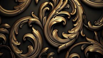 black luxury abstract background with lines and waves golden elegant texture backdrop generative Ai. photo