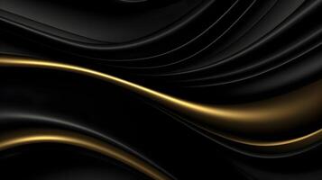 black luxury abstract background with lines and waves golden elegant texture backdrop generative Ai. photo