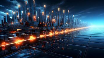 technology futuristic Network connection concept with connecting glowing dots and lines circuit background . photo