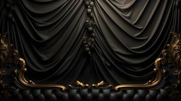black luxury abstract background with lines and waves golden elegant texture backdrop . photo