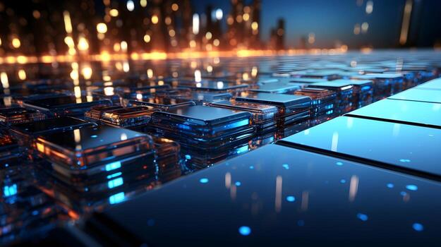 technology futuristic Network connection concept with connecting glowing dots and lines circuit background . photo