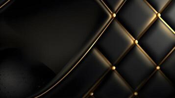 black luxury abstract background with lines and waves golden elegant texture backdrop generative Ai. photo