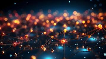 technology futuristic Network connection concept with connecting glowing dots and lines circuit background . photo