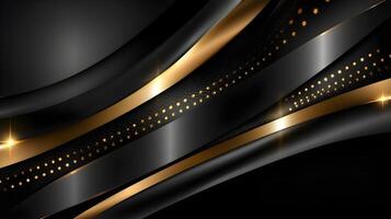 black luxury abstract background with lines and waves golden elegant texture backdrop . photo