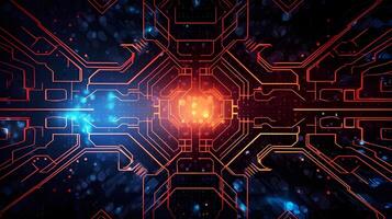 technology futuristic Network connection concept with connecting glowing dots and lines circuit background . photo