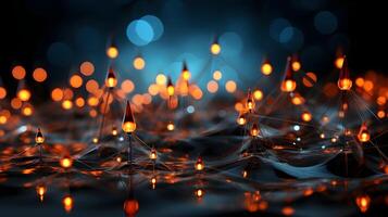 technology futuristic Network connection concept with connecting glowing dots and lines circuit background . photo