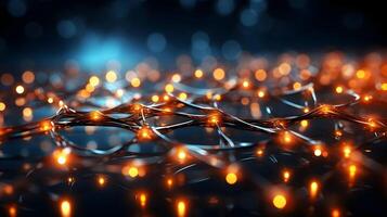 technology futuristic Network connection concept with connecting glowing dots and lines circuit background . photo