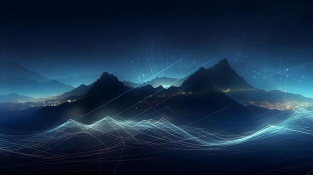 abstract technology background with circuit board and blue lights digital communication line concept graphic, hardware computer tech integrated energy design information internet . photo