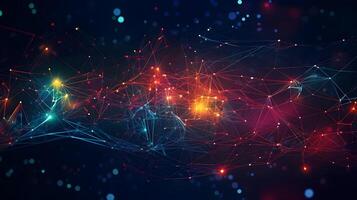 technology futuristic Network connection concept with connecting glowing dots and lines circuit background . photo