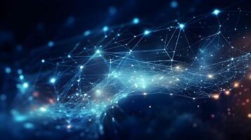 technology futuristic Network connection concept with connecting glowing dots and lines circuit background . photo