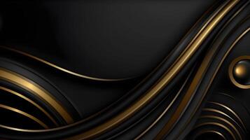 black luxury abstract background with lines and waves golden elegant texture backdrop . photo