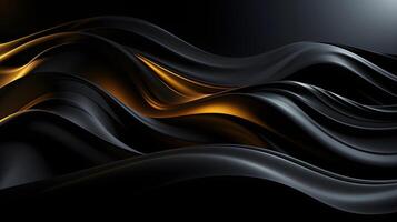 black luxury abstract background with lines and waves golden elegant texture backdrop . photo