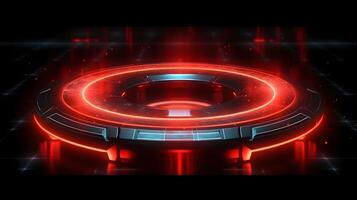 technology futuristic circle with glowing neon light podium stage . photo