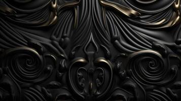 black luxury abstract background with lines and waves golden elegant texture backdrop generative Ai. photo